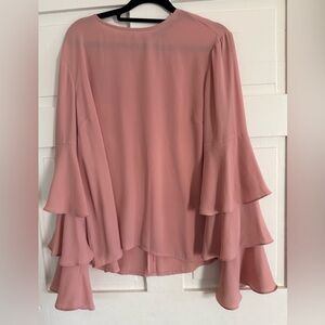 Elegant Pink Ruffle Blouse  - Size Large